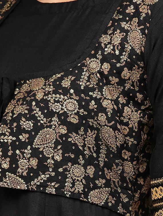 block print anarkali kurta - 15921700 - Zoom Image - 4