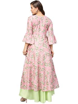 embossed ditsy print high slit kurta - 15921702 - Standard Image - 3