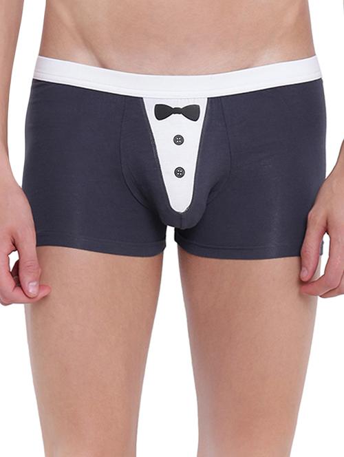 steel grey cotton modal spandex trunks - 15921793 - Standard Image - 1