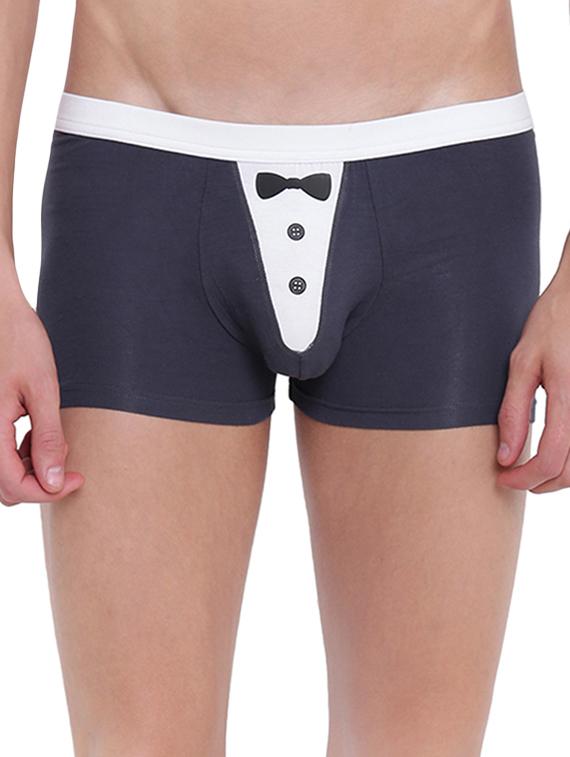 steel grey cotton modal spandex trunks - 15921793 - Zoom Image - 1