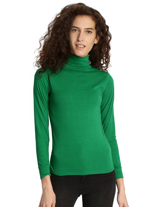 green solid turtle neck tee - 15921964 - Standard Image - 1