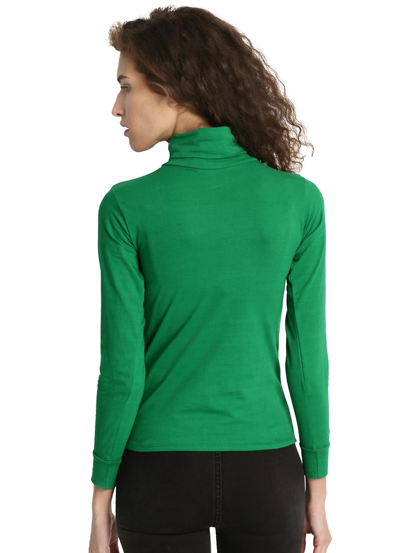 green solid turtle neck tee - 15921964 - Zoom Image - 3