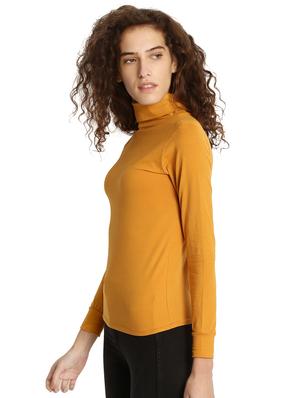 mustard yellow solid turtle neck tee - 15921965 - Standard Image - 2