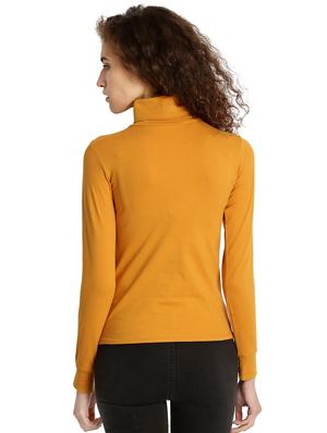 mustard yellow solid turtle neck tee - 15921965 - Standard Image - 3