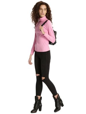 pink solid turtle neck tee - 15921967 - Standard Image - 4