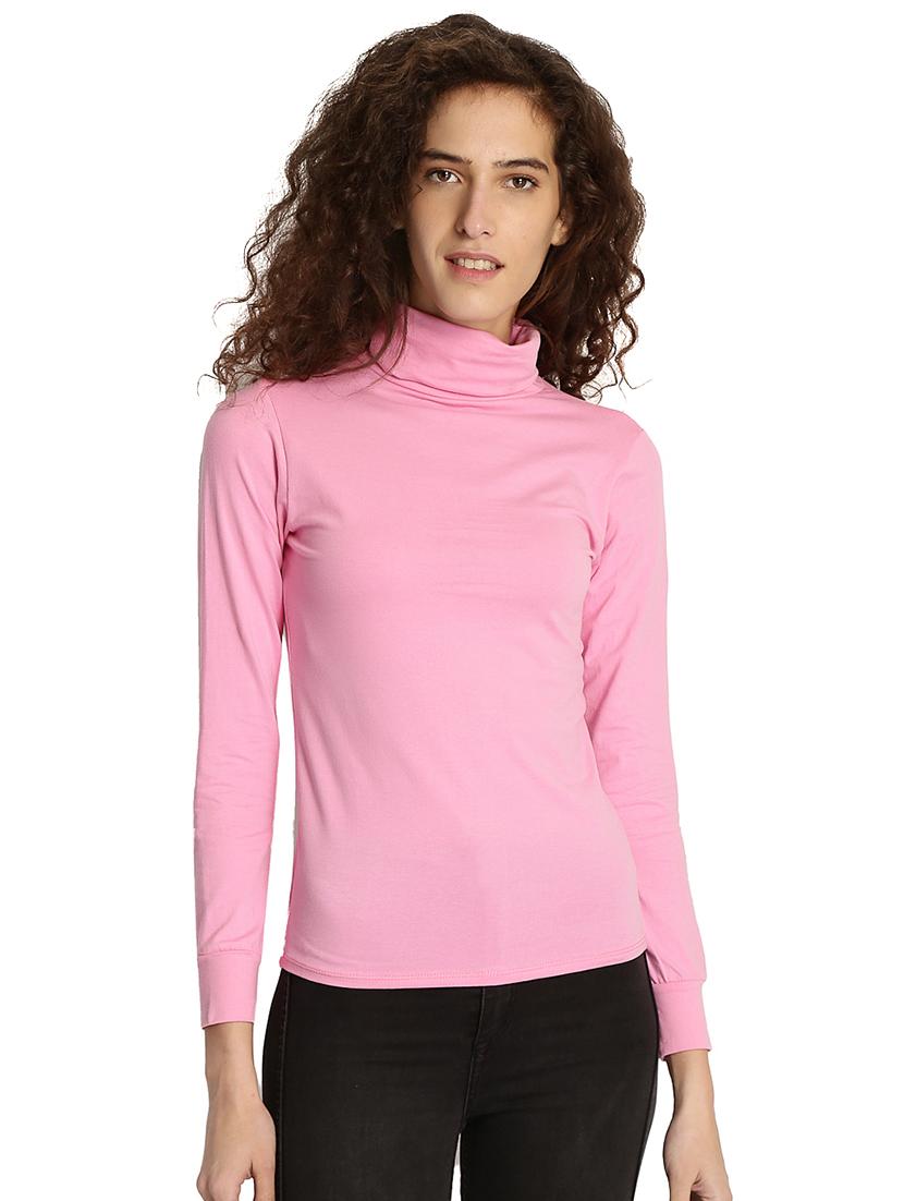 pink solid turtle neck tee - 15921967 - Zoom Image - 1