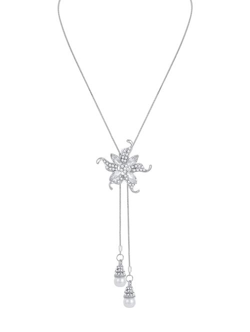 silver metal long necklace - 15922008 - Standard Image - 1
