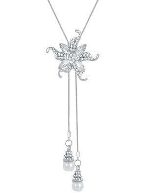 silver metal long necklace - 15922008 - Standard Image - 2