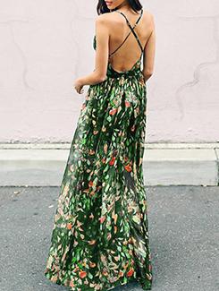 plunge neck backless dress - 15922171 - Standard Image - 2