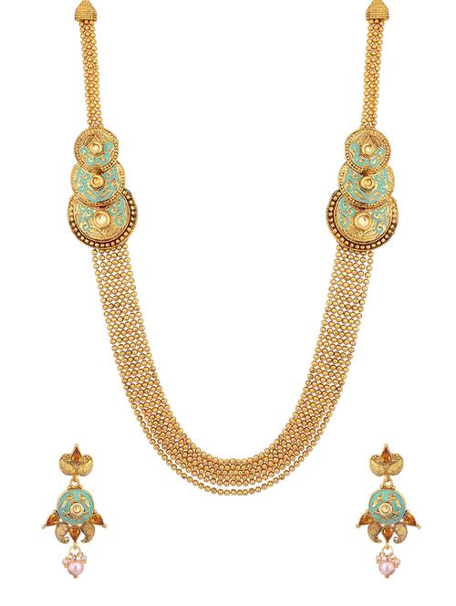 gold metal long necklace - 15922314 - Standard Image - 1