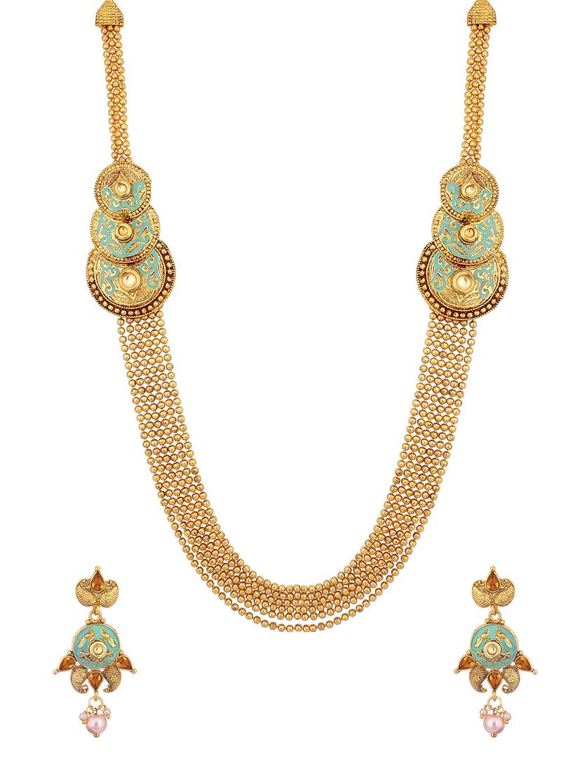 gold metal long necklace - 15922314 - Zoom Image - 1