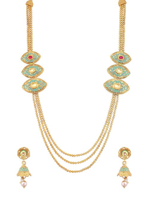 gold metal long necklace - 15922319 - Standard Image - 1