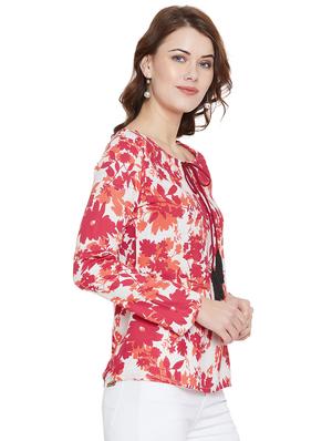 tassel tie neck floral top - 15922335 - Standard Image - 2