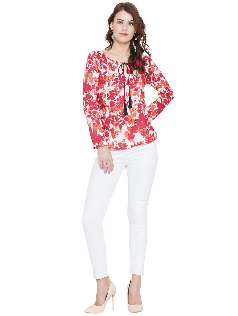 tassel tie neck floral top - 15922335 - Zoom Image - 4