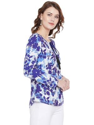 tassel tie neck floral top - 15922336 - Standard Image - 2