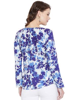tassel tie neck floral top - 15922336 - Standard Image - 3