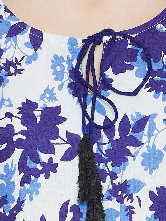 tassel tie neck floral top - 15922336 - Zoom Image - 5
