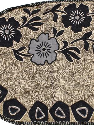 polyester fabric floral design sofa covers set of 6 seater - black & gold - 15922522 - Standard Image - 2