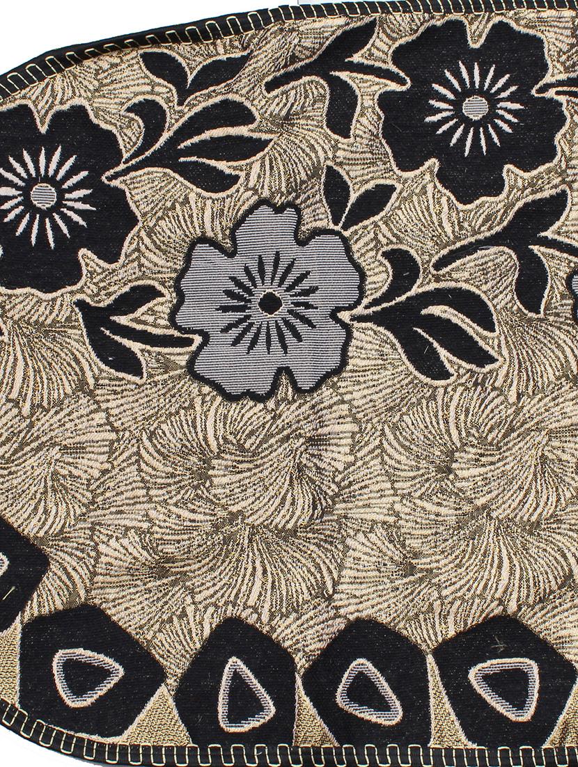 polyester fabric floral design sofa covers set of 6 seater - black & gold - 15922522 - Zoom Image - 2