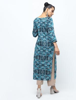 printed straight kurta with tassels - 15922553 - Standard Image - 3
