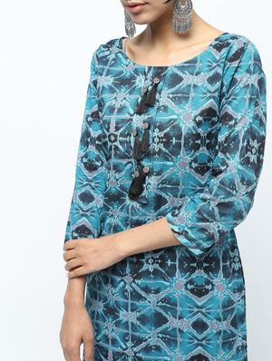 printed straight kurta with tassels - 15922553 - Standard Image - 5
