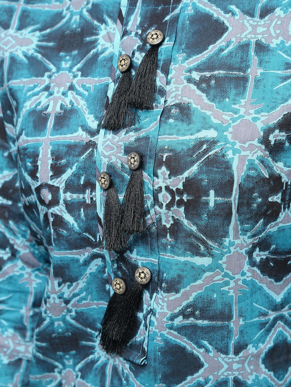 printed straight kurta with tassels - 15922553 - Zoom Image - 6