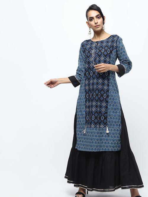 printed kurta with sharara set - 15922561 - Standard Image - 1
