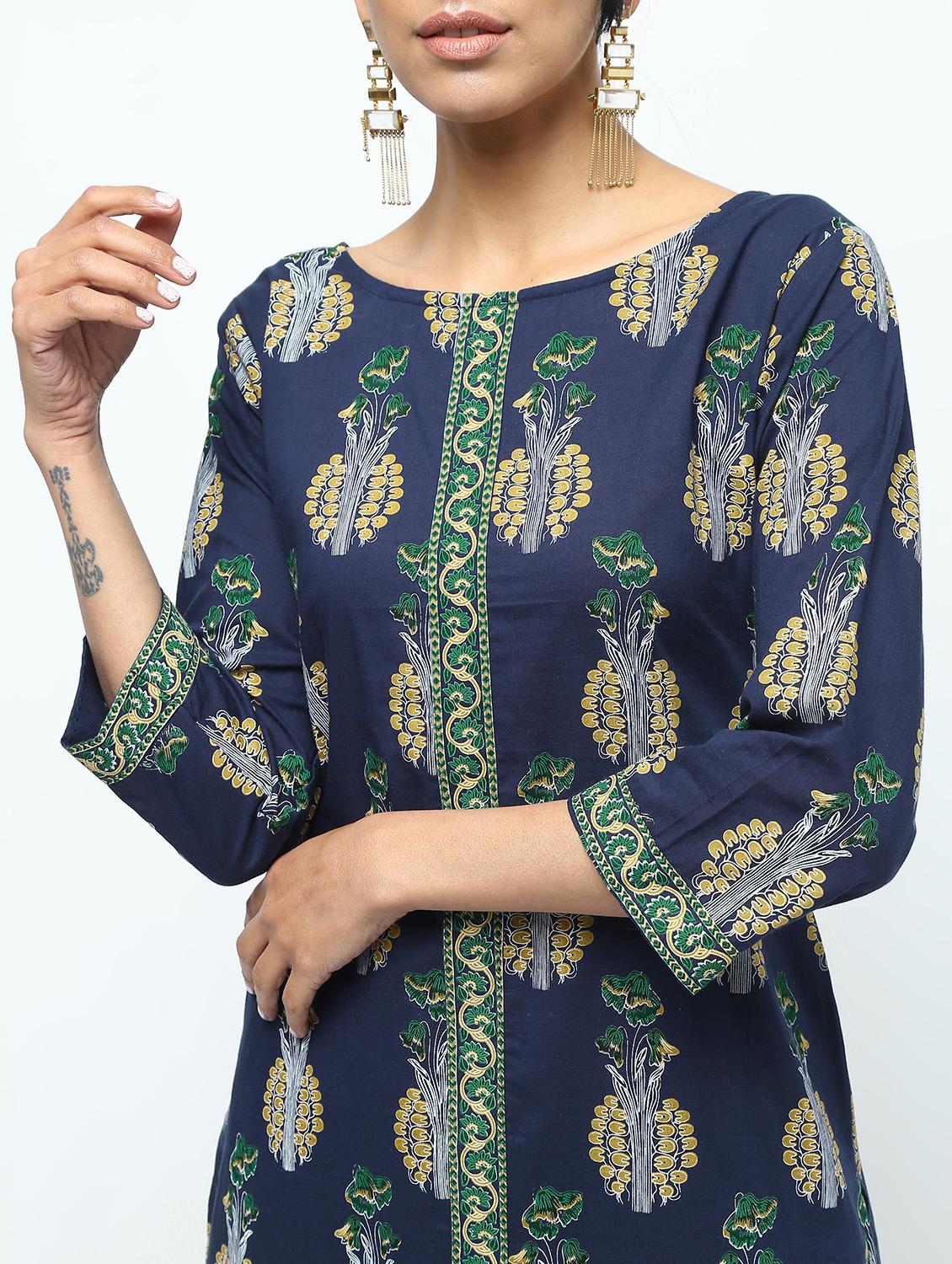 printed kurta with palazzo set - 15922564 - Zoom Image - 4