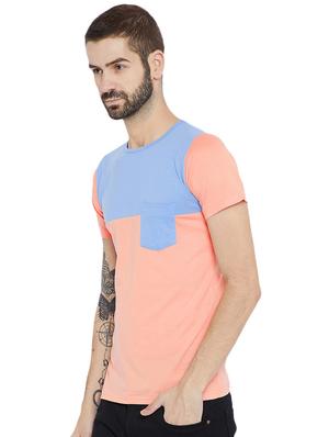 peach cotton color block t-shirt - 15922878 - Standard Image - 2