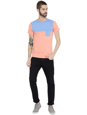 peach cotton color block t-shirt - 15922878 - Standard Image - 4