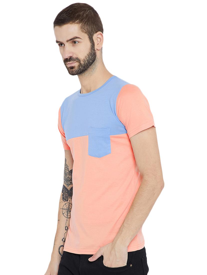 peach cotton color block t-shirt - 15922878 - Zoom Image - 2