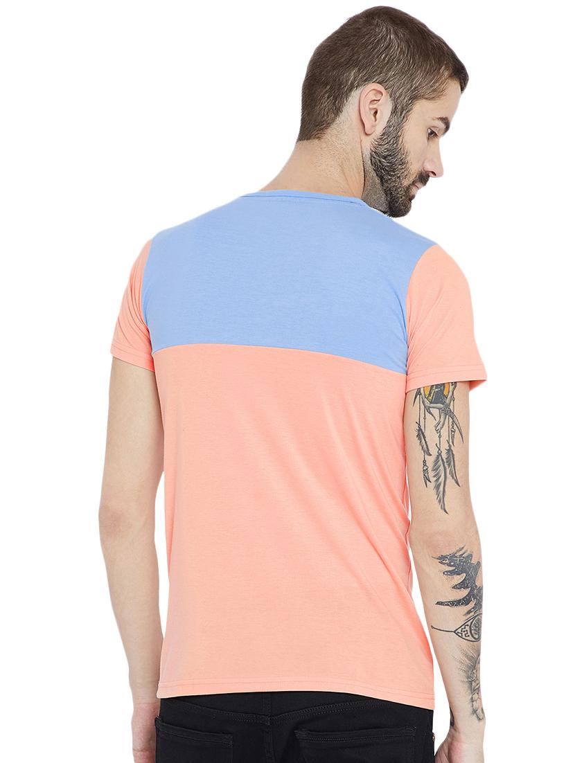 peach cotton color block t-shirt - 15922878 - Zoom Image - 3