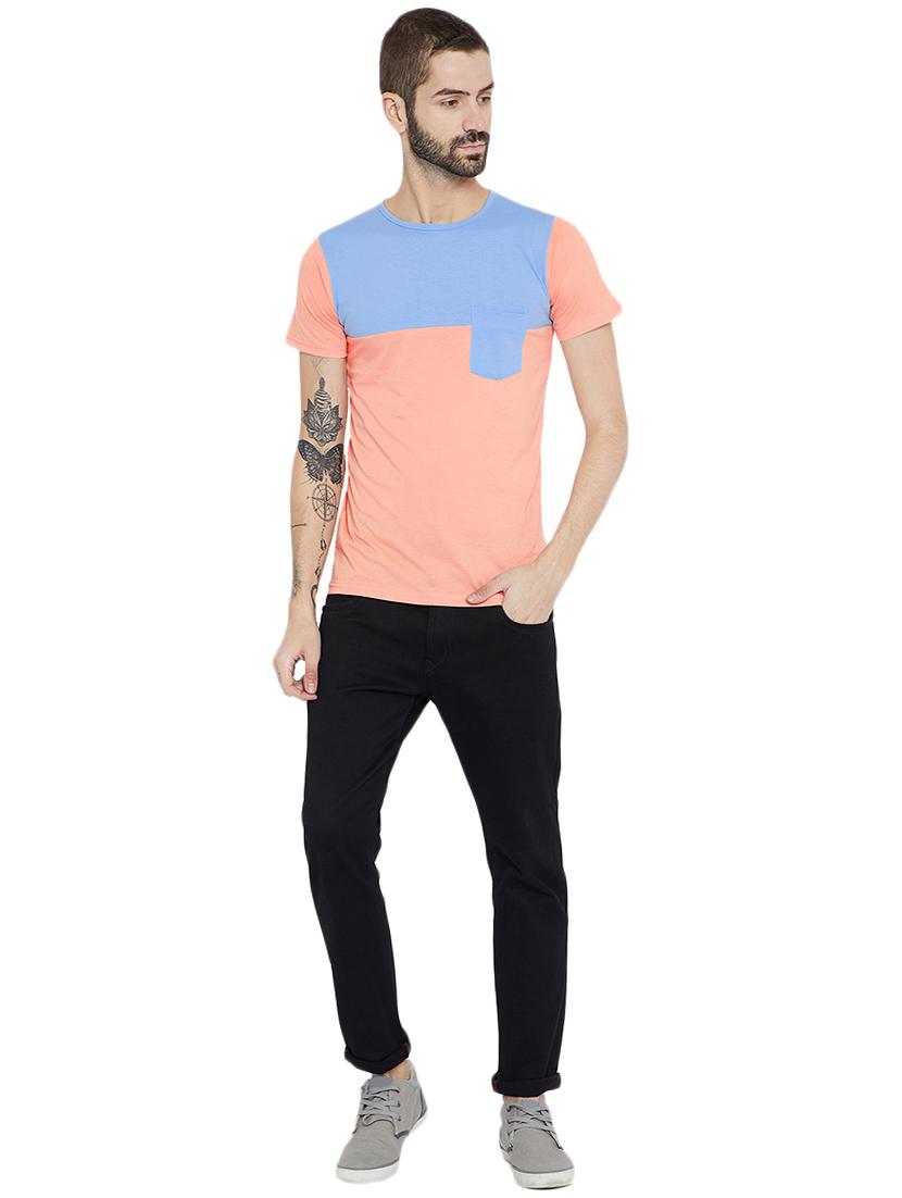 peach cotton color block t-shirt - 15922878 - Zoom Image - 4