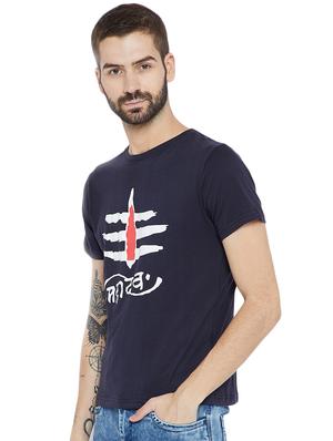 black cotton chest print t-shirt - 15922883 - Standard Image - 2