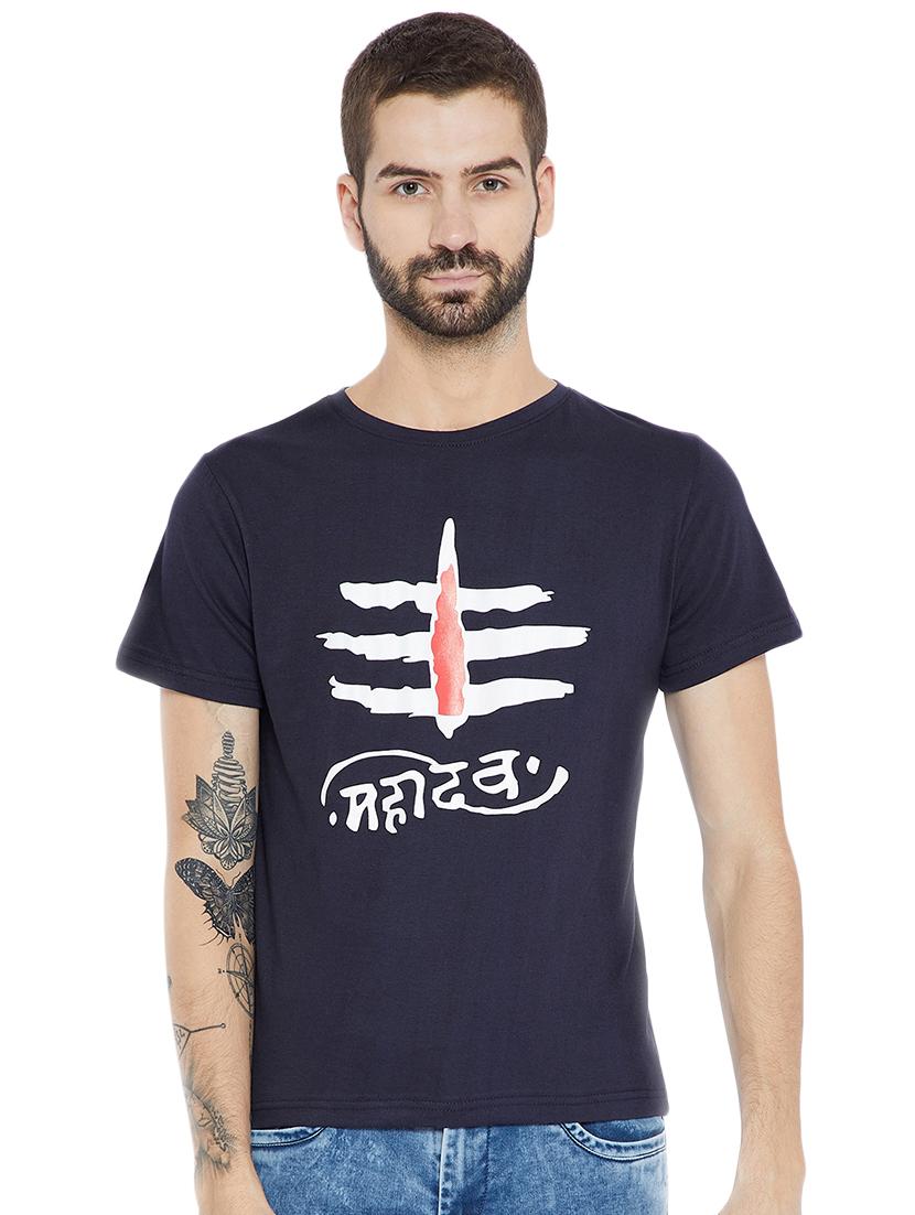 black cotton chest print t-shirt - 15922883 - Zoom Image - 1