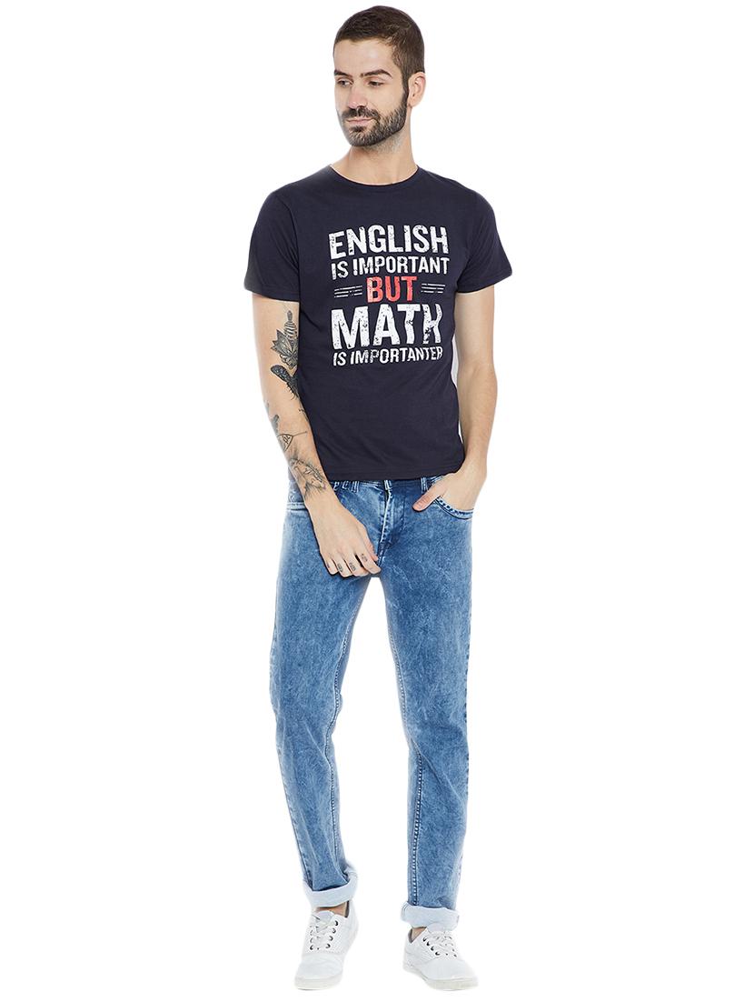 blue cotton chest print t-shirt - 15922884 - Zoom Image - 4