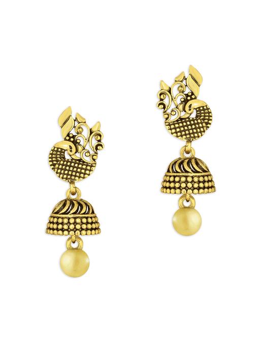 gold metal jhumka earring - 15922931 - Very Small Image - 1