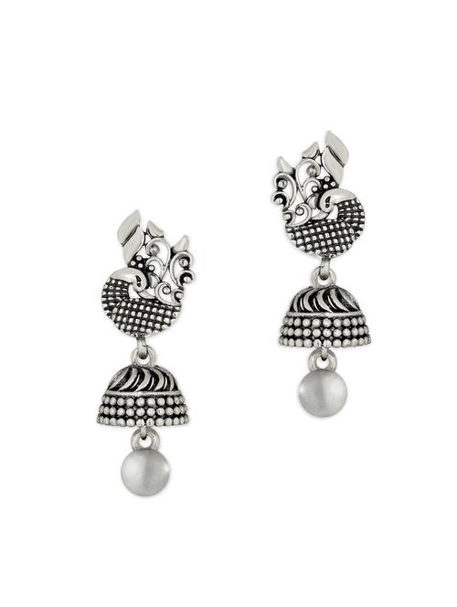 silver metal jhumka earring - 15922934 - Standard Image - 1