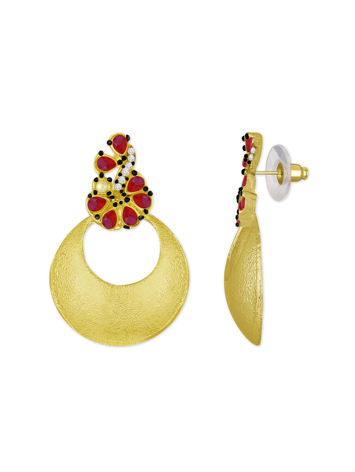 gold brass drop earring - 15922935 - Zoom Image - 2