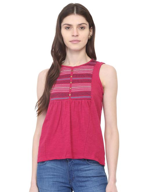 button detail embroidered top - 15922982 - Standard Image - 1