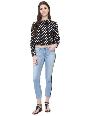 gathered neck polka dots blouson top - 15922983 - Standard Image - 3