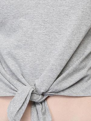 tape detail knot hem crop top - 15922989 - Standard Image - 4