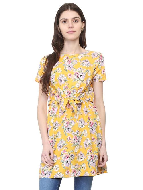 tie front floral tunic - 15922991 - Standard Image - 1