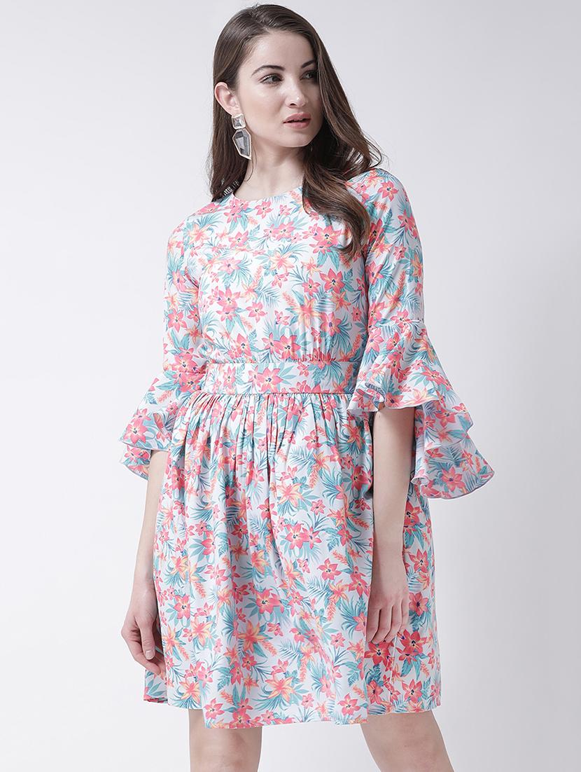bell sleeved floral a-line dress - 15923012 - Zoom Image - 1