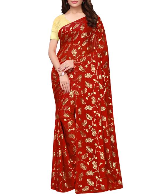 floral printed saree with blouse - 15923442 - Standard Image - 1