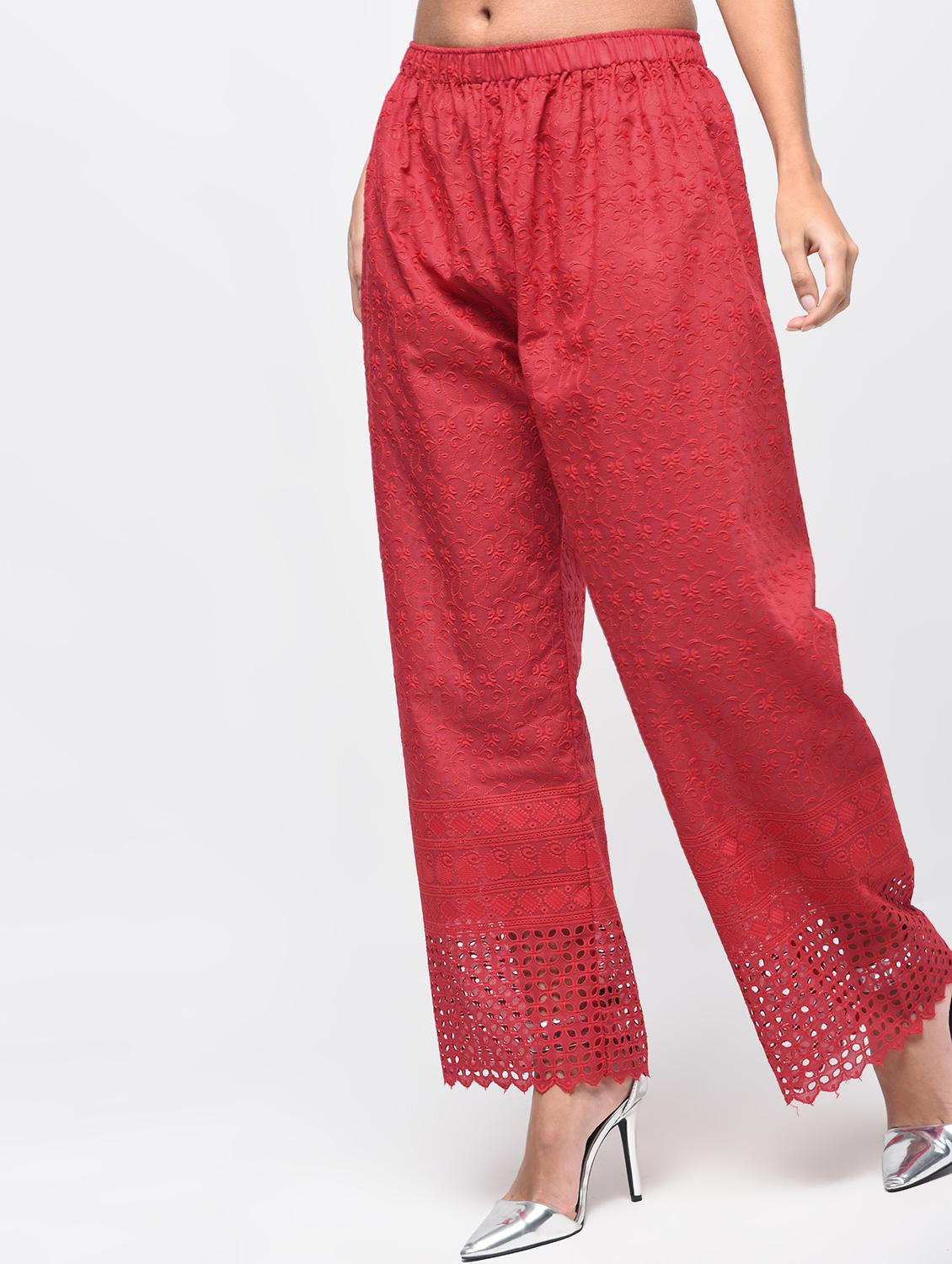 Chikenkari embroidered palazzo - 15923483 - Zoom Image - 1