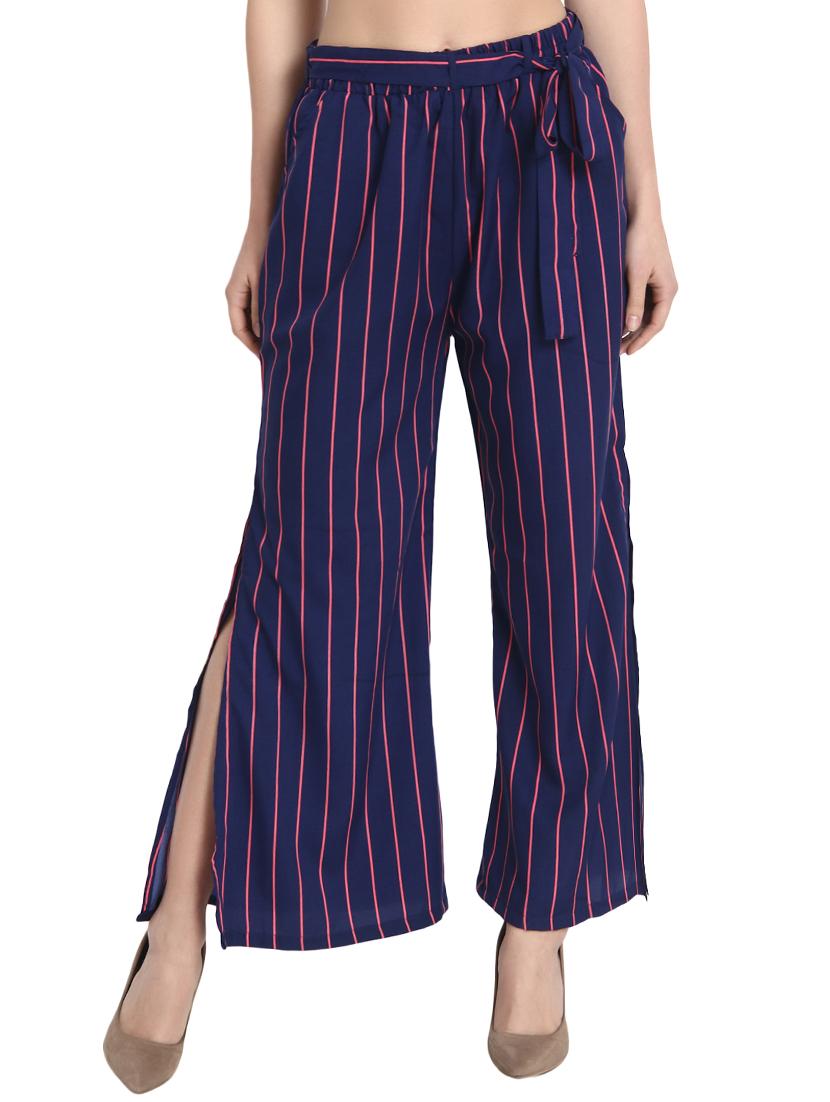side slit striped palazzo - 15923494 - Zoom Image - 1