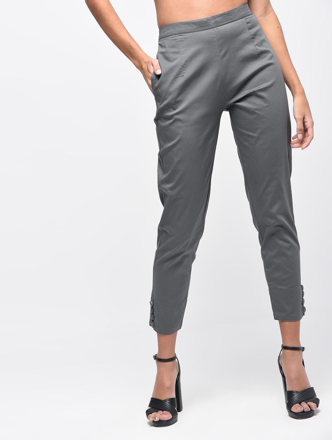 button detail flat front trousers - 15923498 - Zoom Image - 2