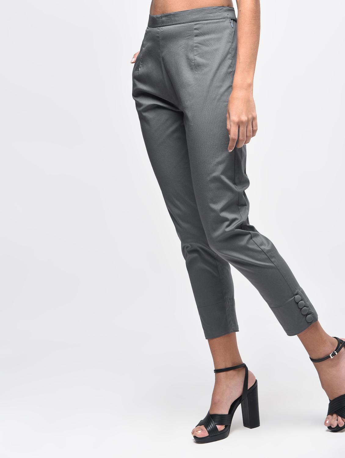 button detail flat front trousers - 15923498 - Zoom Image - 3