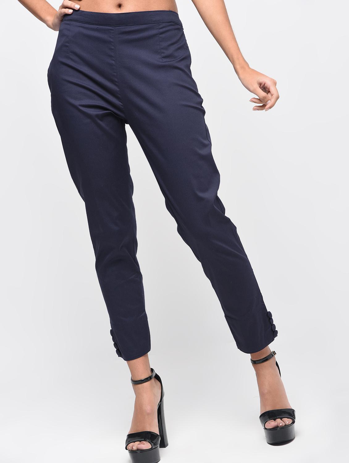 button detail flat front trousers - 15923500 - Zoom Image - 2